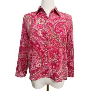 Lauren Ralph Lauren Cotton Pink Paisley M Lightweight Preppy Equestrian Classic